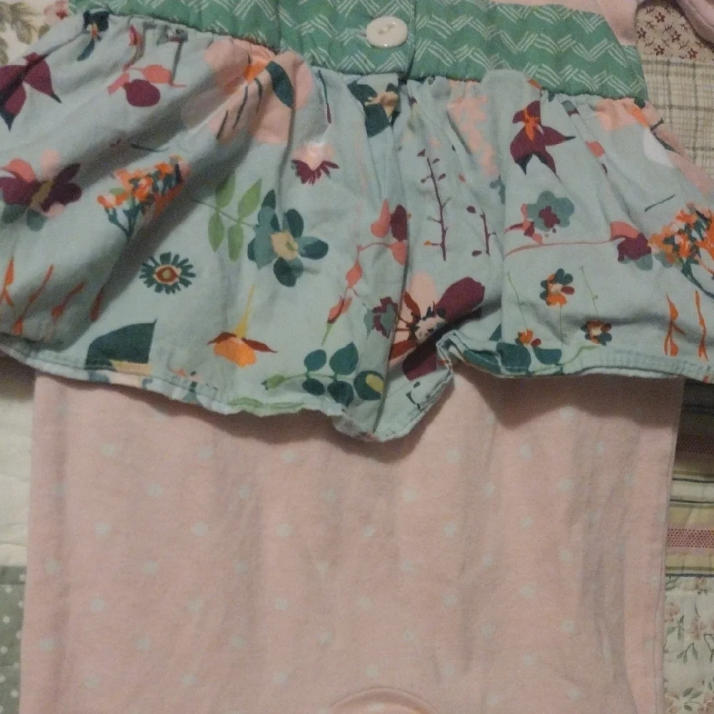 Floral Ruffle Kids Romper in Pink and Green - Picture 11 of 11